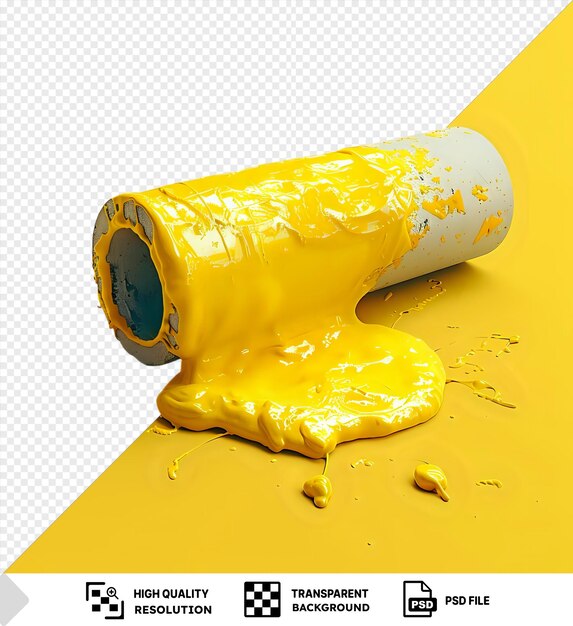 PSD amazing spackled yellow paint spills out of a yellow tube on a yellow background