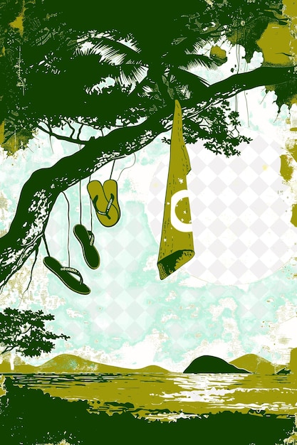 Amazon Rainforest Landscape With Havaianas Flip Flops Hangin Brazil Scene and Culture Illustrations