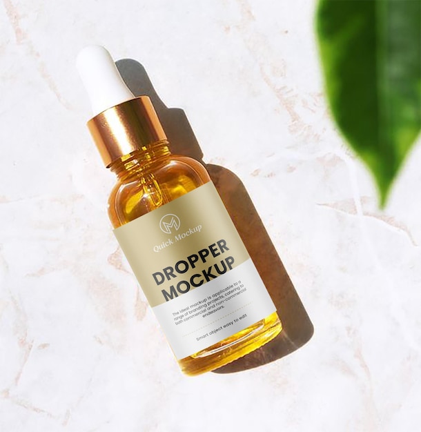 amber dropper bottle mockup for branding