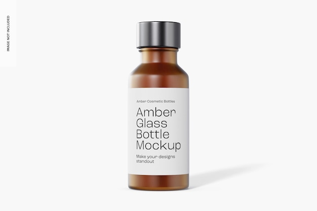 Amber Glass Bottle Mockup, Front View