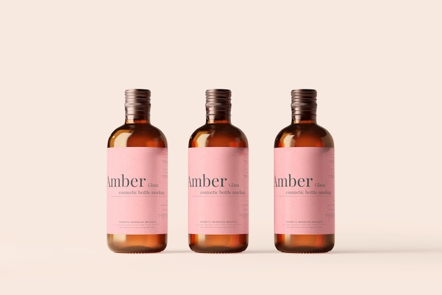 Amber Glass Bottle Mockup