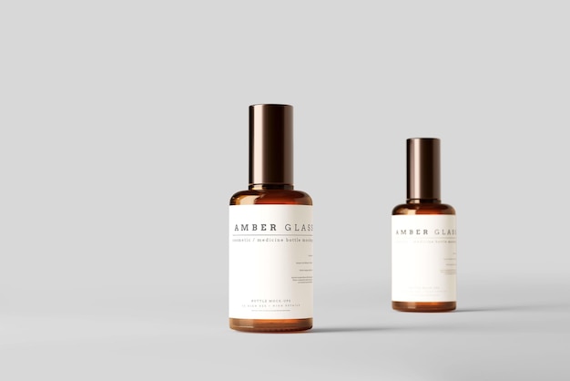 Amber Glass Bottle Mockup