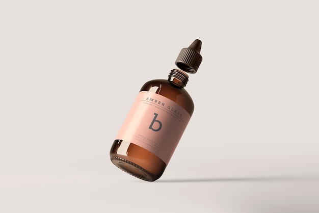 Amber Glass Bottle Mockup