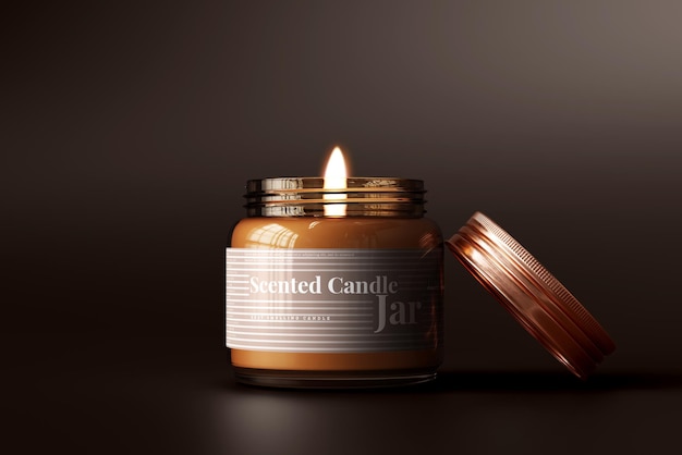 Amber Glass Candle Jar Mockup