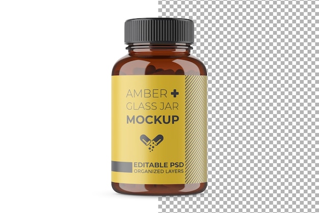 Amber Glass Capsules Jar Mockup