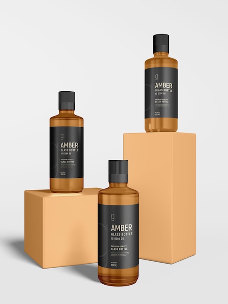 Amber Glass Cosmetic Bottle Branding Mockup