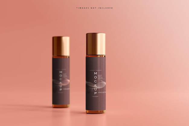 Amber Glass Cosmetic Bottle Mockup