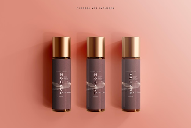 Amber Glass Cosmetic Bottle Mockup