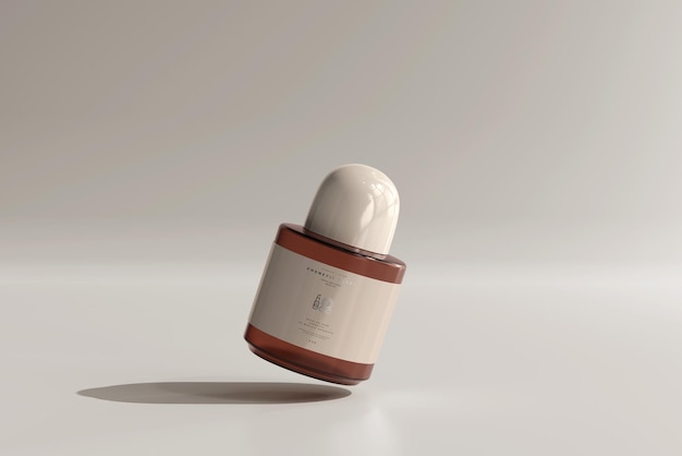 Amber Glass Cosmetic Bottle Mockup