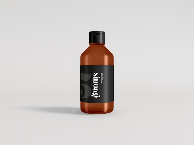 Amber Glass Cosmetic Bottle Mockup