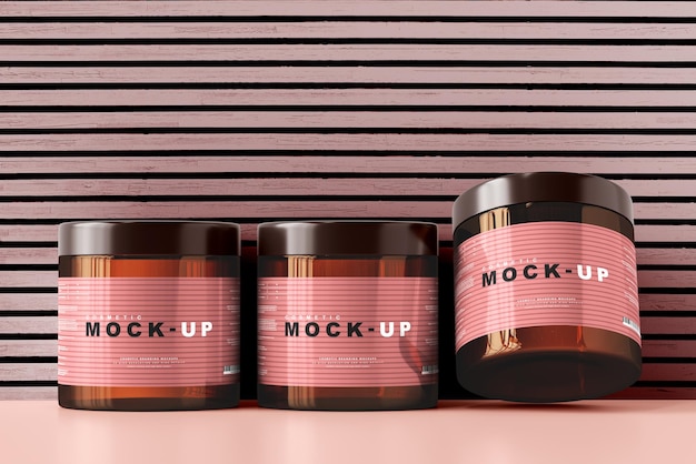 Amber Glass Cosmetic Jar Mockup