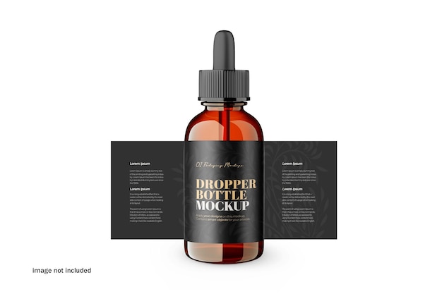 Amber Glass Dropper Bottle Cosmetic PSD Mockup