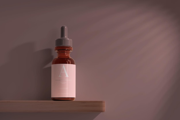 Amber Glass Dropper Bottle Mockup