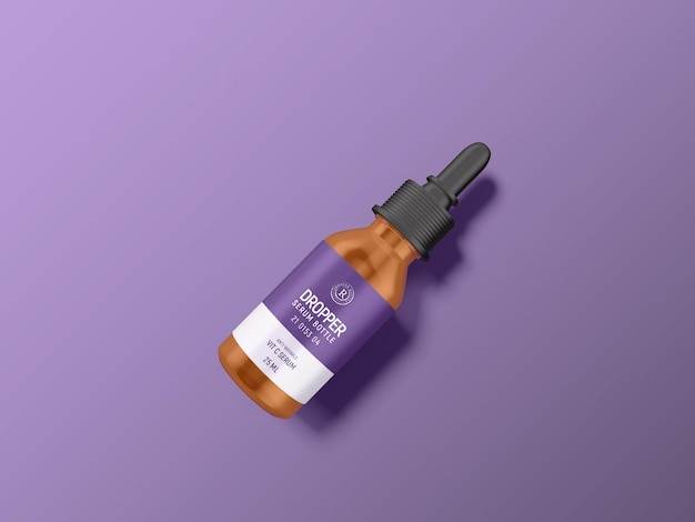 Amber Glass Essential Oil Dropper Bottle Branding Mockup