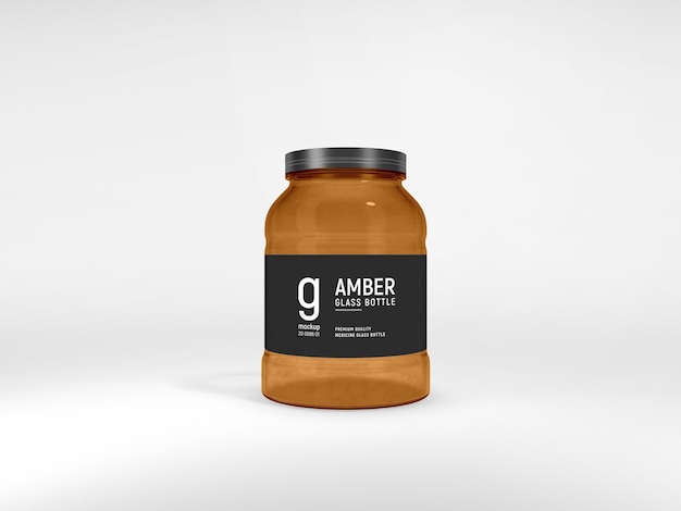 Amber Glass Jar Branding Mockup