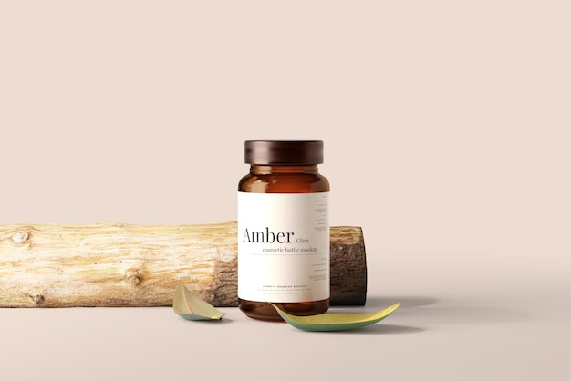 Amber Glass Jar Mockup