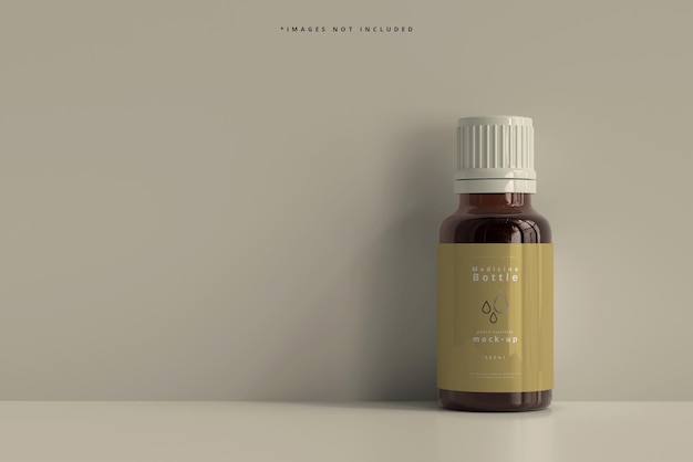 Amber Glass Medicine Bottle Mockup