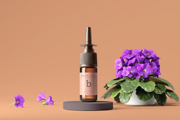 Amber Glass Nasal Spray Bottle Mockup