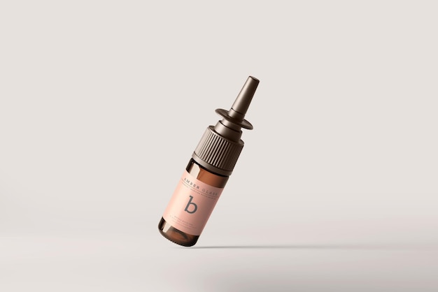 Amber Glass Nasal Spray Bottle Mockup