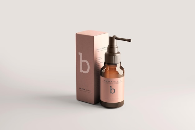 Amber Glass Throat Spray Bottle Mockup