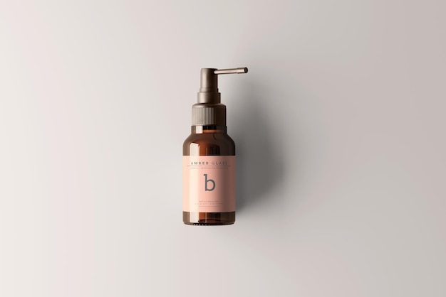 Amber Glass Throat Spray Bottle Mockup