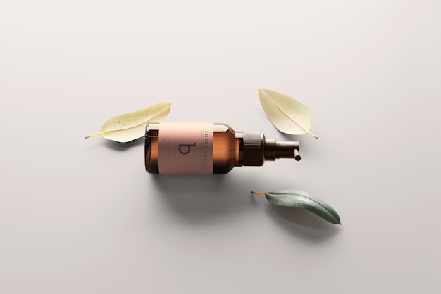 Amber Glass Throat Spray Bottle Mockup