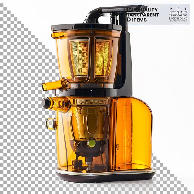 PSD amber juicer an electric juicer for extracting juice on transparent background