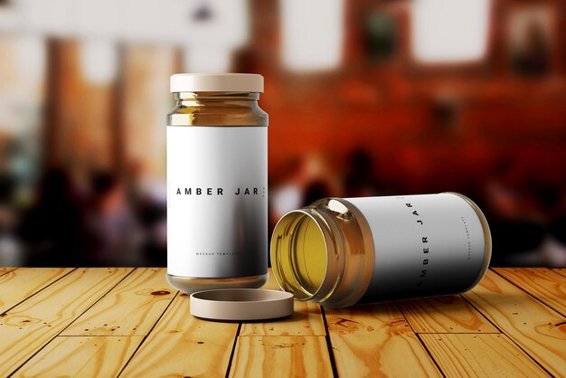 PSD amber pill bottle mockup