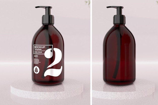 Amber Soap Bottle Mockup Design in 3D Rendering