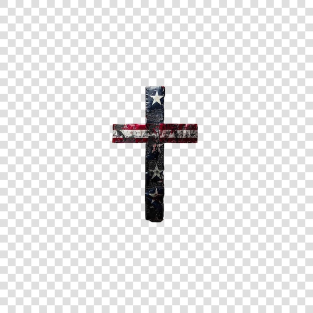 PSD america flag cross on black backgroundon transparent background