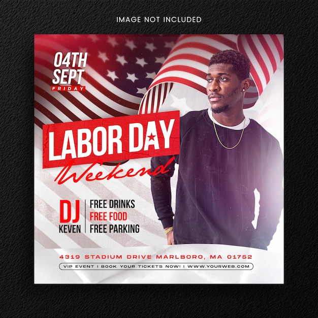 America Labor day weekend social media banner template