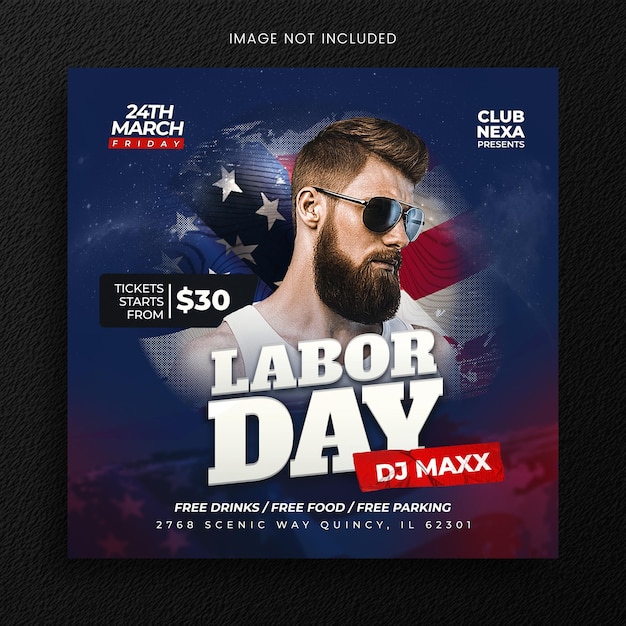 America Labor day weekend social media banner template