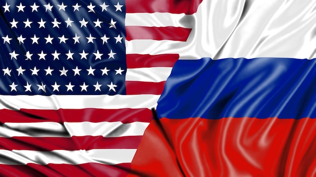 America and Rusia Flag Mockup