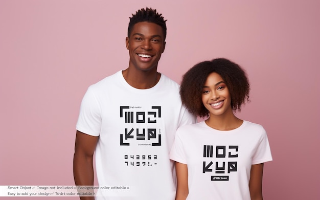 American African Girlfriend Boyfriend Tshirt Mockup Male Female