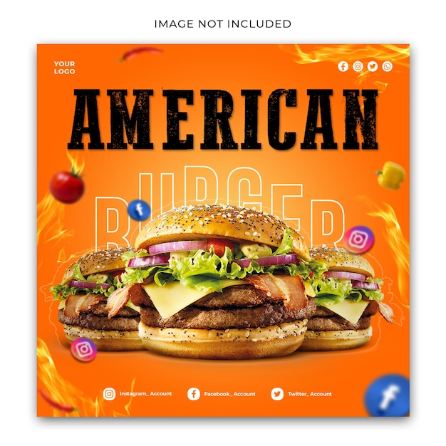 American Burger Social Media Template