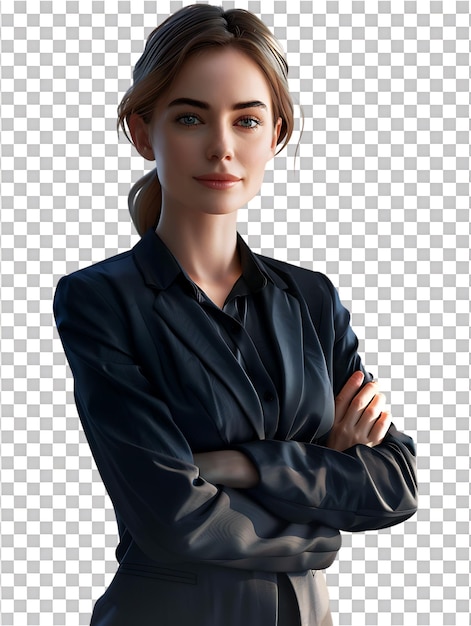 PSD an american businesswoman with crossed arms isolated against a transparent background