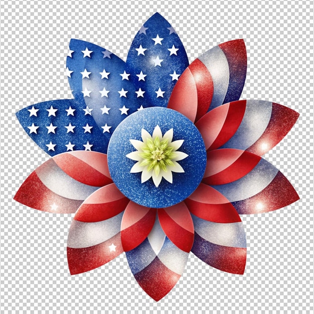 PSD an american flag flower on white background