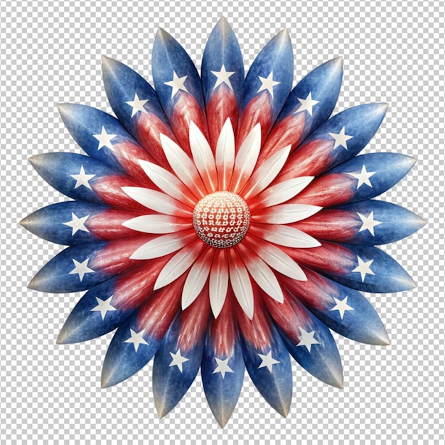 PSD an american flag flower on white background