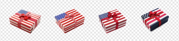 PSD american flag gift box on transparency background psd