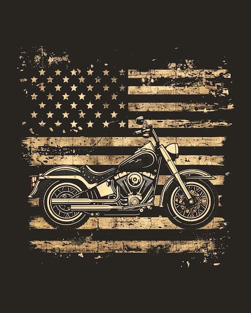 american flag motorcycle t shirt design template