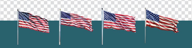 PSD american flag in row isolated on transparent background