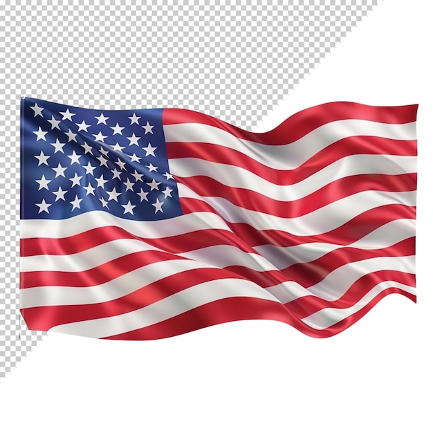 American flag on transparent background