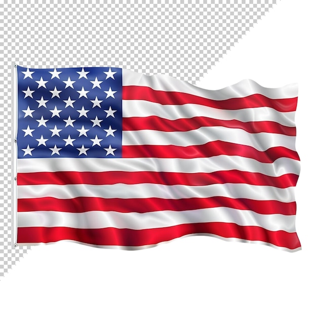 American flag on transparent background