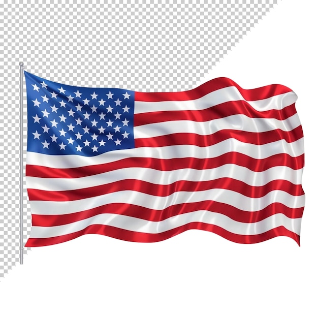 American flag on transparent background