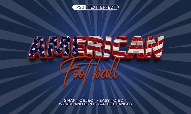 American foot ball editable text effect 3d style