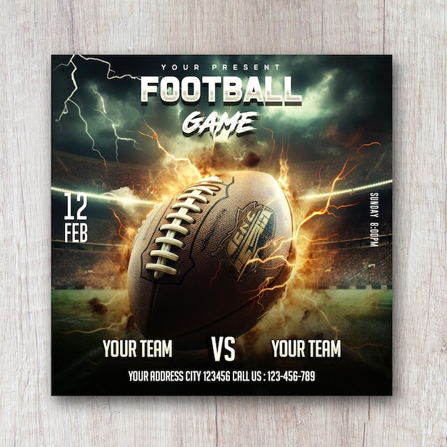 American Football championship flyer PSD template