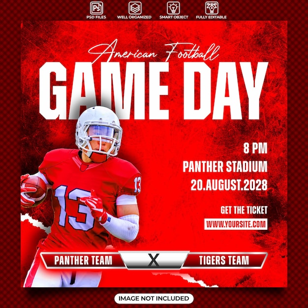 PSD american football game day social media banner template