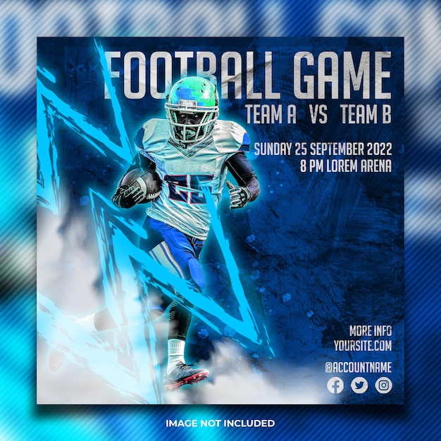 american football game flyer social media post template