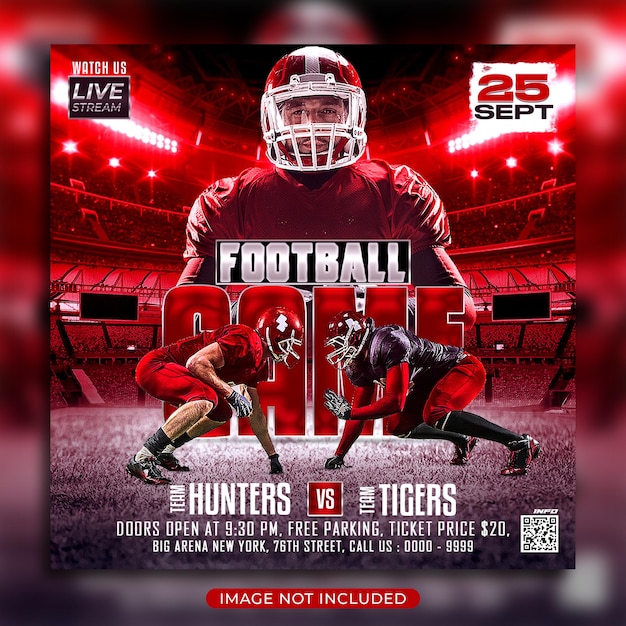 American football Match Day Flyer and social media post banner template