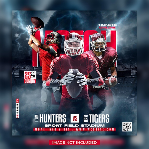 American football Match Day Flyer and social media post banner template